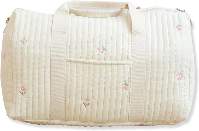 SONARIN Large Capacity Embroidery Diaper Bag Tote,Lightweight Travel Duffel Bag Messenger Bag Nappy Changing Bag Mummy Bag - Image 1
